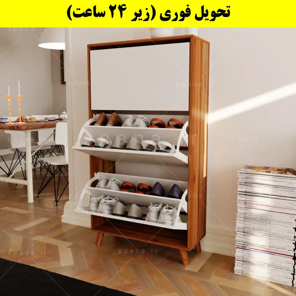 جاکفشی داشبوردی سه درب طرح ایکیا – طول 70 (تحویل فوری) سفید گردویی