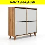 جاکفشی داشبوردی چهار درب طرح ایکیا – طول 100 (تحویل فوری) سفید گردویی