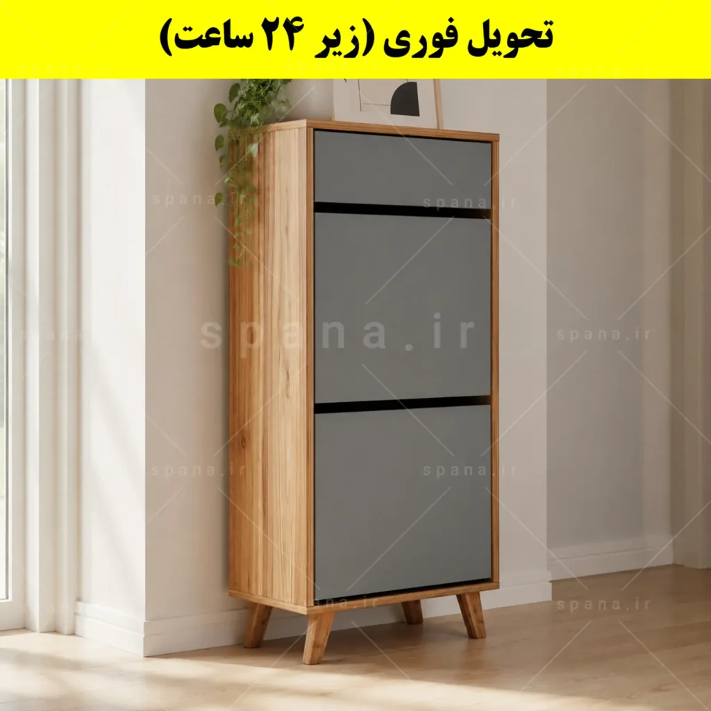 جاکفشی داشبوردی دو درب کشودار طرح ایکیا – طول 50 (تحویل فوری) طوسی گردویی