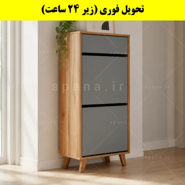 جاکفشی داشبوردی دو درب کشودار طرح ایکیا – طول 50 (تحویل فوری) طوسی گردویی