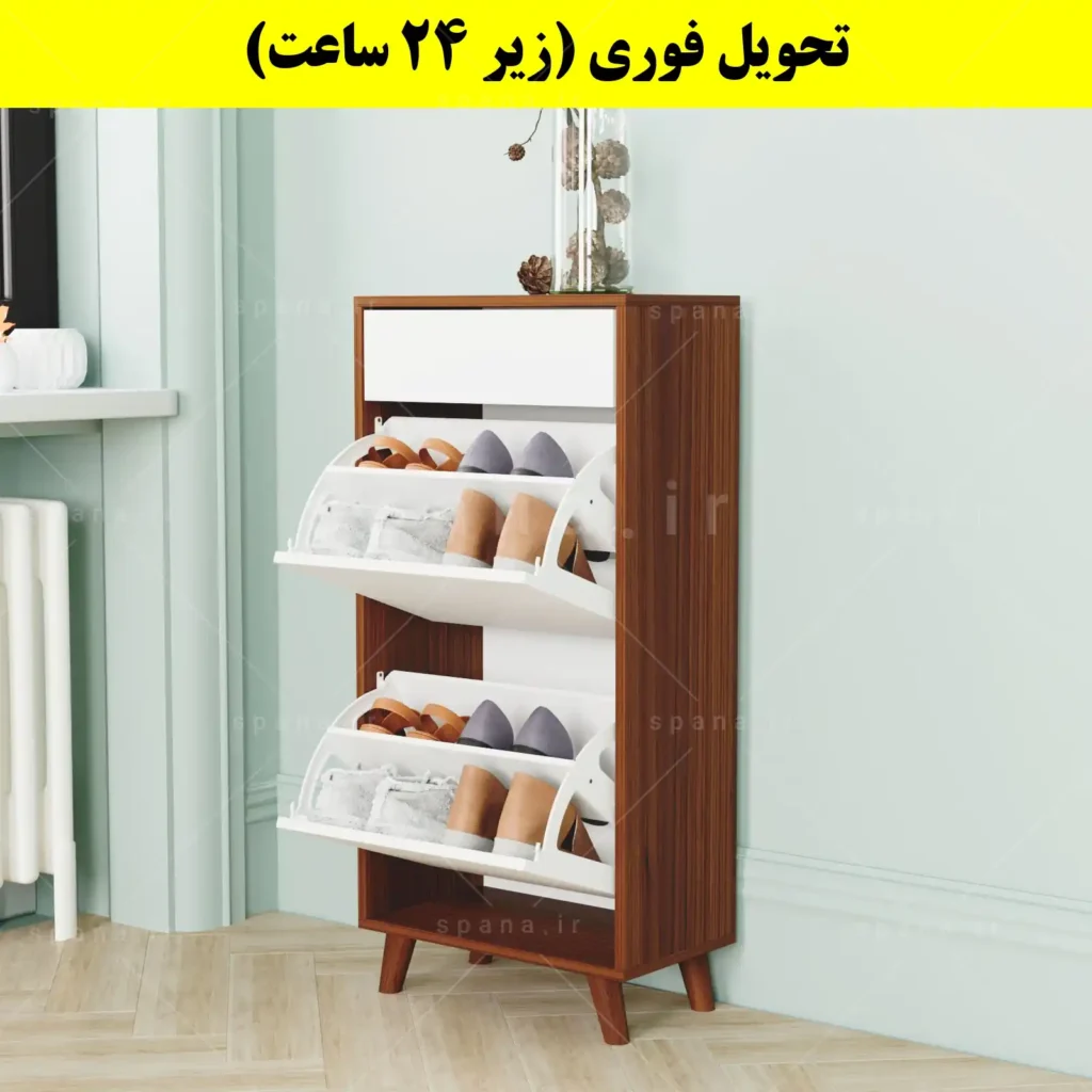 جاکفشی داشبوردی دو درب کشودار طرح ایکیا – طول 50 (تحویل فوری) سفید فندوقی