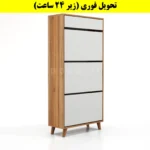 جاکفشی داشبوردی سه درب کشودار طرح ایکیا – طول 70 (تحویل فوری) سفید گردویی