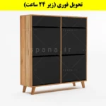 جاکفشی داشبوردی چهار درب کشودار طرح ایکیا – طول 100 (تحویل فوری) نوک مدادی گردویی