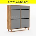 جاکفشی داشبوردی چهار درب کشودار طرح ایکیا – طول 100 (تحویل فوری) طوسی گردویی
