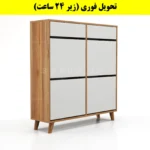 جاکفشی داشبوردی چهار درب کشودار طرح ایکیا – طول 100 (تحویل فوری) سفید گردویی