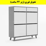 جاکفشی داشبوردی چهار درب کشودار طرح ایکیا – طول 100 (تحویل فوری) سفید طوسی