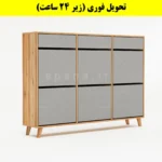 جاکفشی داشبوردی شش درب کشودار طرح ایکیا – طول 150 (تحویل فوری) طوسی گردویی
