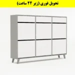جاکفشی داشبوردی شش درب کشودار طرح ایکیا – طول 150 (تحویل فوری) سفید طوسی