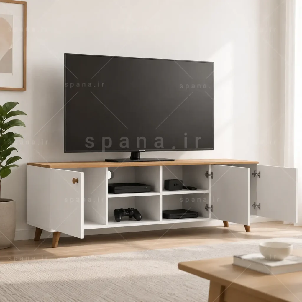 میز تلویزیون کد 103 سفید گردویی
