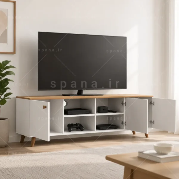 میز تلویزیون کد 103 سفید گردویی