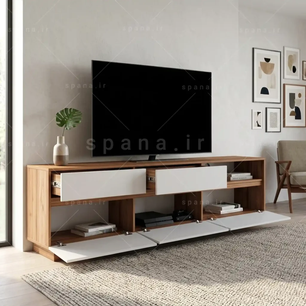 میز تلویزیون کد 116 سفید گردویی