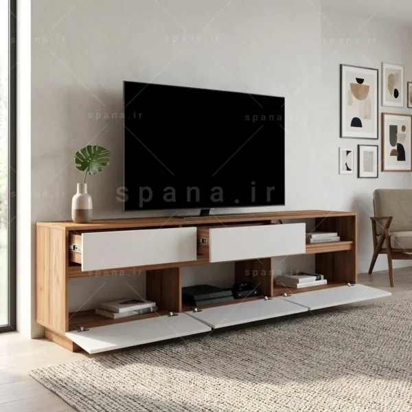 میز تلویزیون کد 116 سفید گردویی