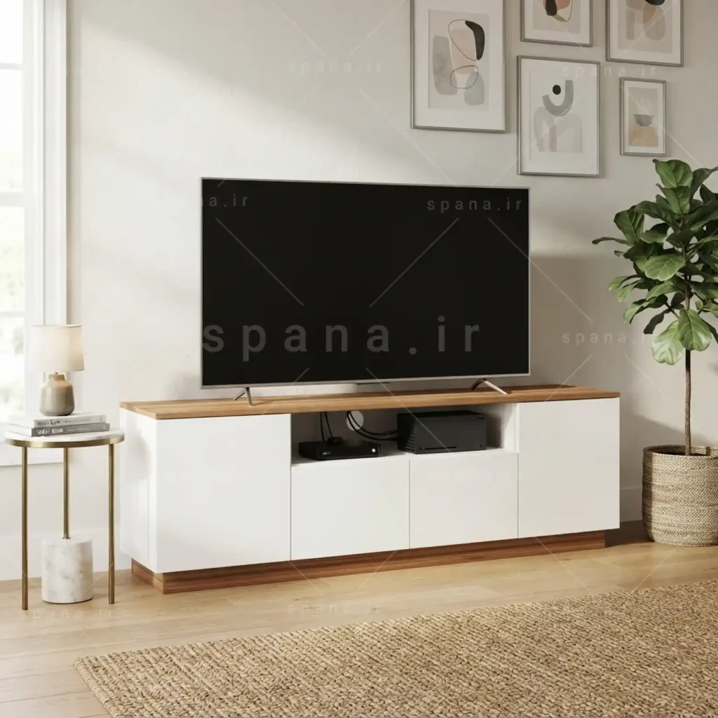 میز تلویزیون کد 117 سفید گردویی
