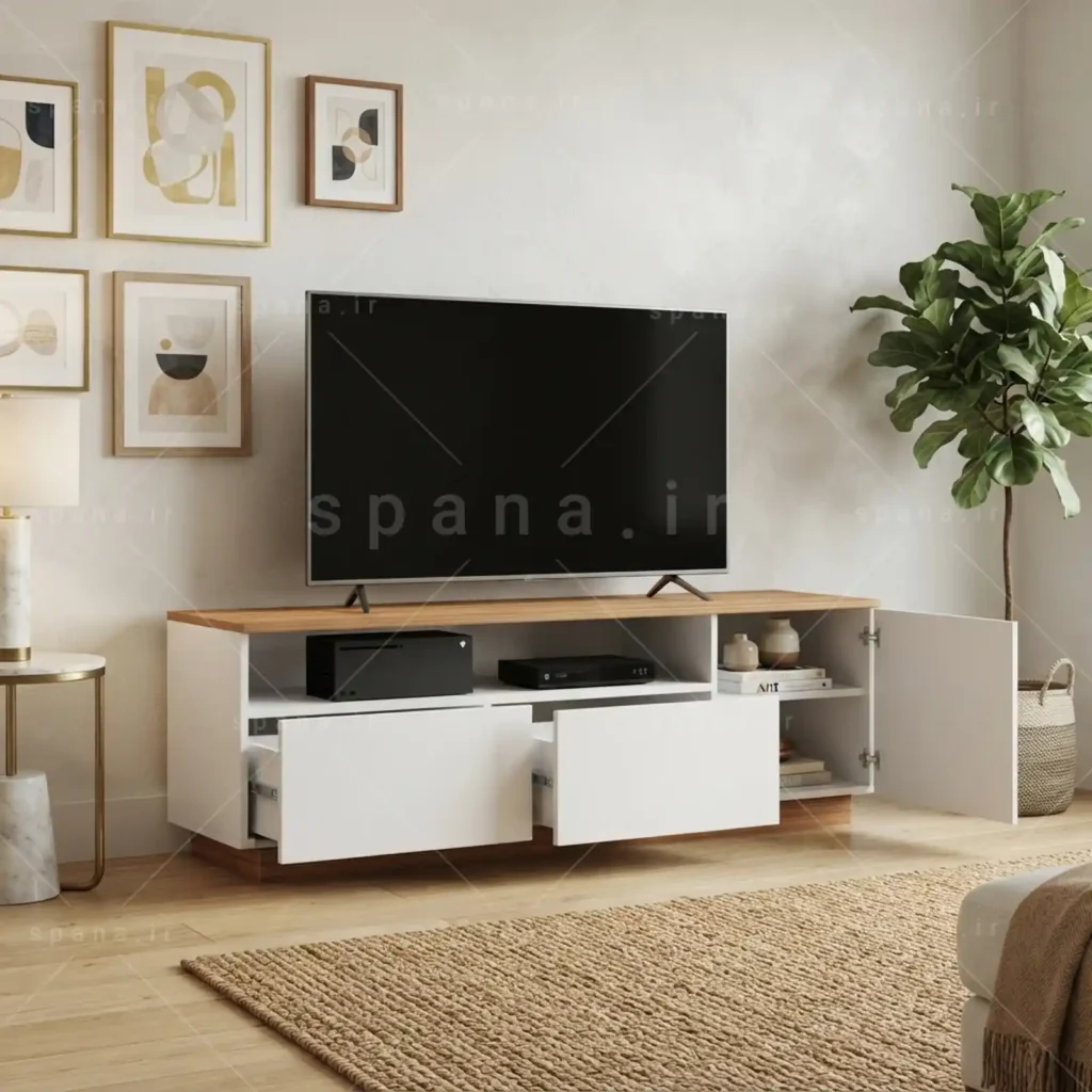 میز تلویزیون کد 118 سفید گردویی