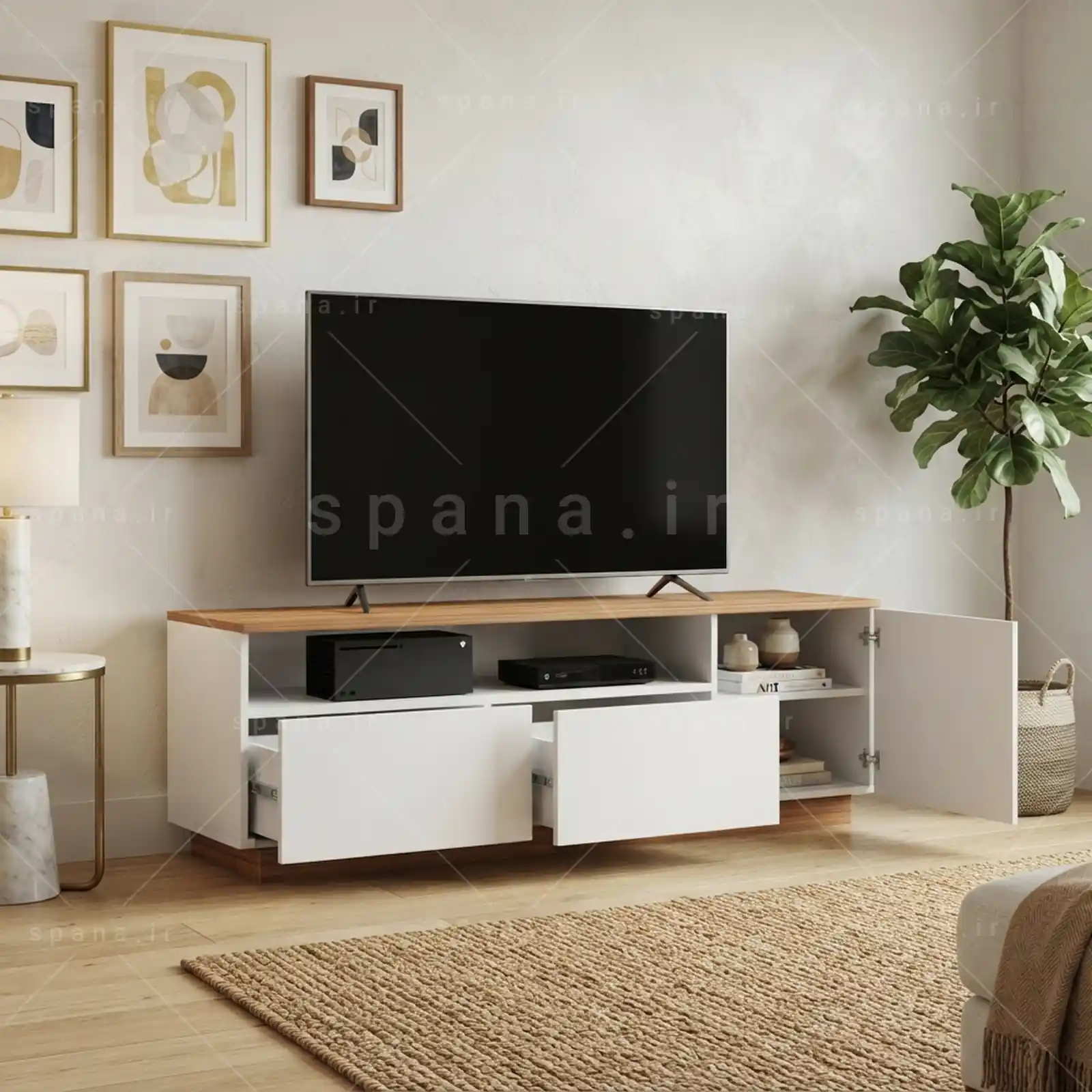 میز تلویزیون کد 118 سفید گردویی میز تلویزیون کد 118 سفید گردویی