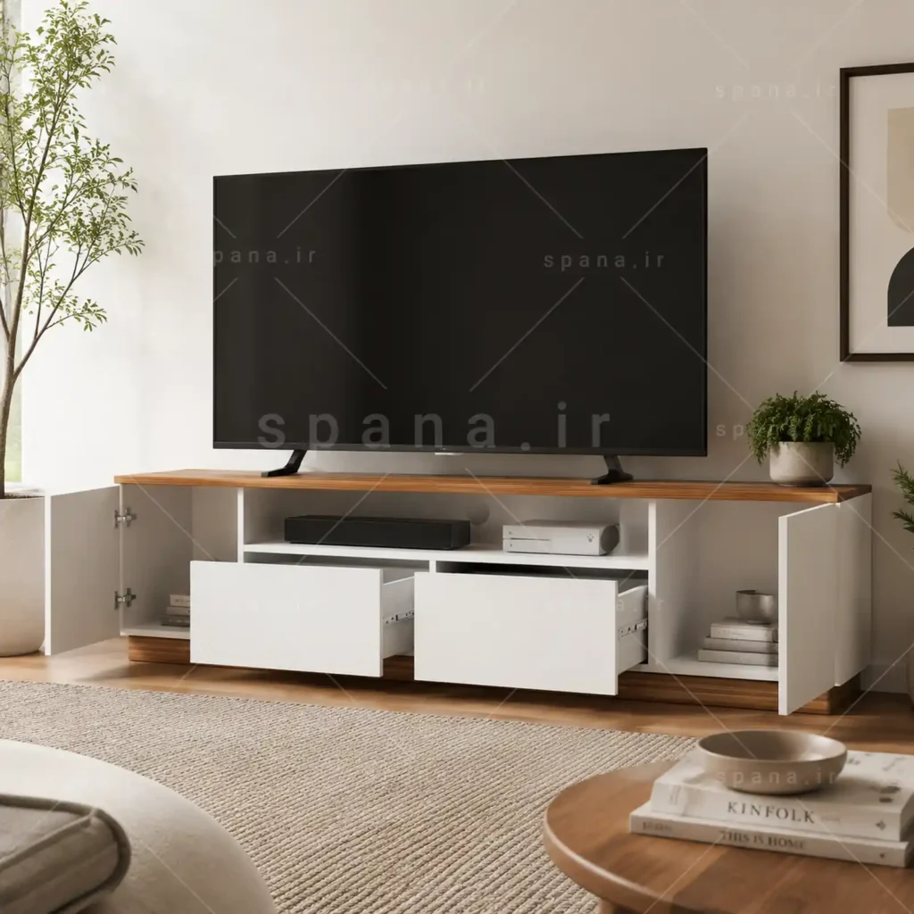 میز تلویزیون کد 119 سفید گردویی