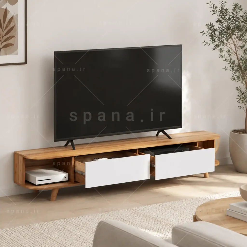 میز تلویزیون کد 120 سفید گردویی