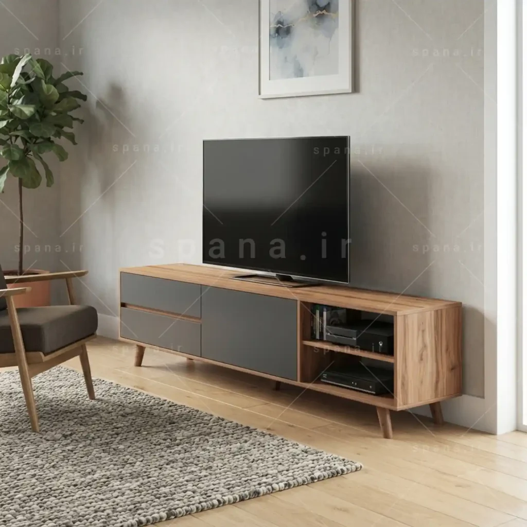 میز تلویزیون کد 123 نوک مدادی گردویی