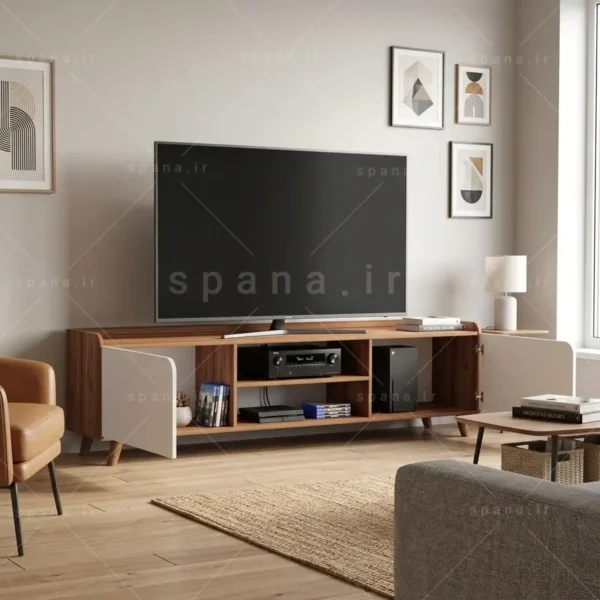 میز تلویزیون کد 124 سفید گردویی
