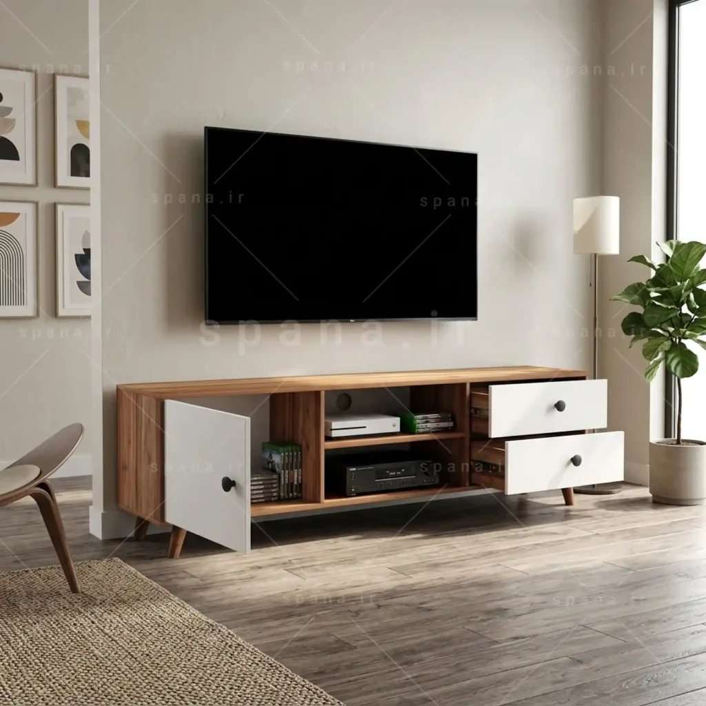 میز تلویزیون کد 126 سفید گردویی