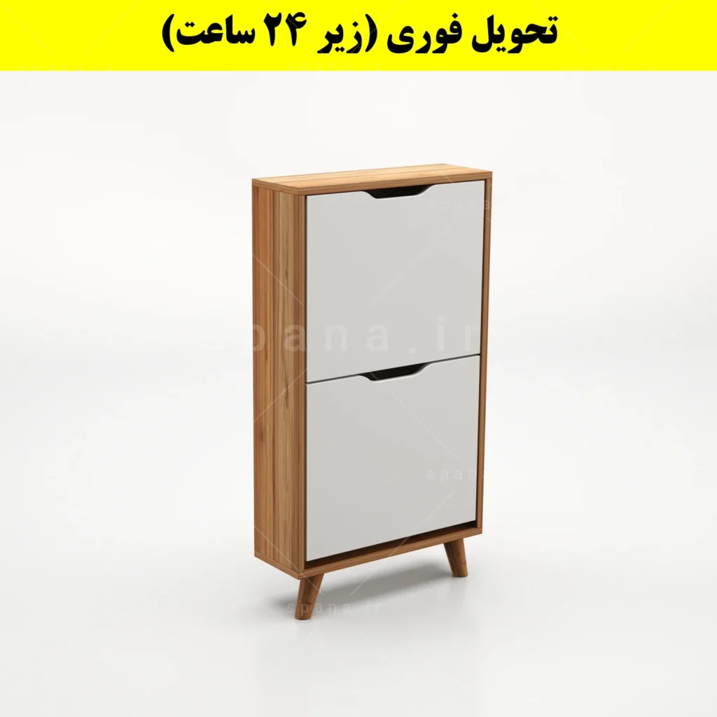 جاکفشی داشبوردی باریک دو درب النا – طول 50 (تحویل فوری) سفید گردویی