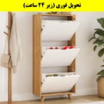جاکفشی داشبوردی باریک سه درب النا – طول 50 (تحویل فوری) سفید گردویی