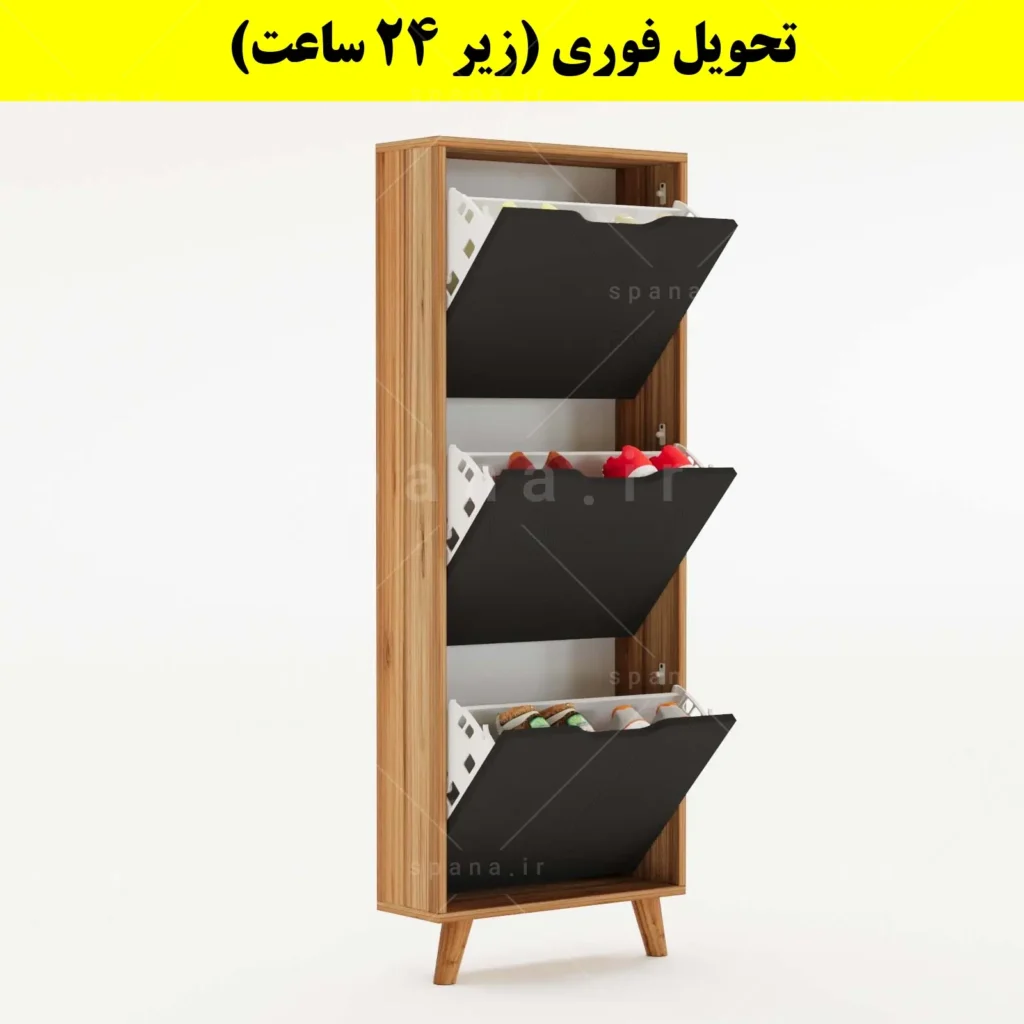 جاکفشی داشبوردی باریک سه درب النا – طول 50 (تحویل فوری) نوک مدادی گردویی