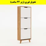 جاکفشی داشبوردی باریک سه درب النا – طول 50 (تحویل فوری) سفید گردویی