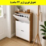 جاکفشی داشبوردی باریک سه درب النا – طول 75 (تحویل فوری) سفید گردویی