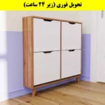 جاکفشی داشبوردی باریک چهار درب النا – طول 100 (تحویل فوری) سفید گردویی