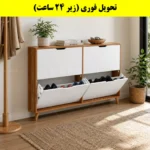 جاکفشی داشبوردی باریک چهار درب النا – طول 140 (تحویل فوری) سفید گردویی