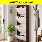 جاکفشی داشبوردی باریک چهار درب النا – طول 50 (تحویل فوری) سفید فندوقی