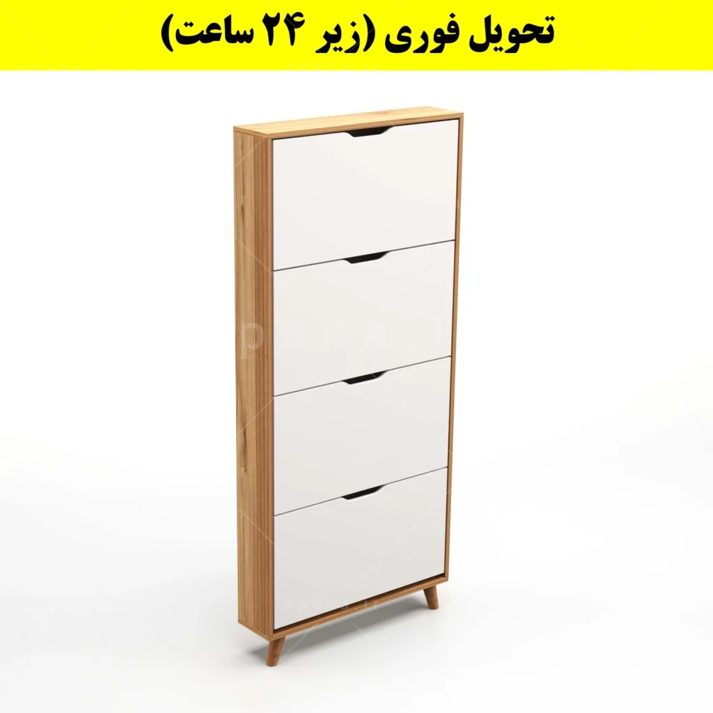 جاکفشی داشبوردی باریک چهار درب النا – طول 75 (تحویل فوری) سفید گردویی