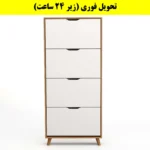 جاکفشی داشبوردی باریک چهار درب النا – طول 75 (تحویل فوری) سفید گردویی