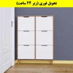 جاکفشی داشبوردی باریک شش درب النا – طول 100 (تحویل فوری) سفید گردویی