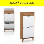 جاکفشی داشبوردی باریک باکس دار دو درب النا – طول 50 (تحویل فوری) سفید گردویی