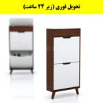 جاکفشی داشبوردی باریک باکس دار دو درب النا – طول 50 (تحویل فوری) سفید فندوقی