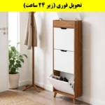 جاکفشی داشبوردی باریک باکس دار سه درب النا – طول 50 (تحویل فوری) سفید گردویی