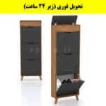 جاکفشی داشبوردی باریک باکس دار سه درب النا – طول 50 (تحویل فوری) نوک مدادی گردویی