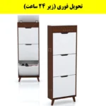 جاکفشی داشبوردی باریک باکس دار سه درب النا – طول 50 (تحویل فوری) سفید فندوقی