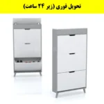 جاکفشی داشبوردی باریک باکس دار سه درب النا – طول 75 (تحویل فوری) سفید طوسی