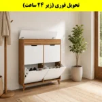 جاکفشی داشبوردی باریک باکس دار چهار درب النا – طول 100 (تحویل فوری) سفید گردویی