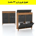 جاکفشی داشبوردی باریک باکس دار چهار درب النا – طول 100 (تحویل فوری) نوک مدادی گردویی