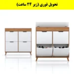 جاکفشی داشبوردی باریک باکس دار چهار درب النا – طول 100 (تحویل فوری) سفید گردویی