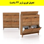 جاکفشی داشبوردی باریک باکس دار چهار درب النا – طول 100 (تحویل فوری) گردویی