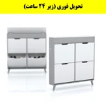 جاکفشی داشبوردی باریک باکس دار چهار درب النا – طول 100 (تحویل فوری) سفید طوسی