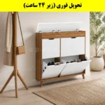 جاکفشی داشبوردی باریک باکس دار چهار درب النا – طول 125 (تحویل فوری) سفید گردویی