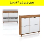 جاکفشی داشبوردی باریک باکس دار چهار درب النا – طول 125 (تحویل فوری) سفید گردویی