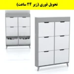 جاکفشی داشبوردی باریک باکس دار شش درب النا – طول 100 (تحویل فوری) سفید طوسی