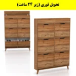 جاکفشی داشبوردی باریک باکس دار شش درب النا – طول 100 (تحویل فوری) گردویی